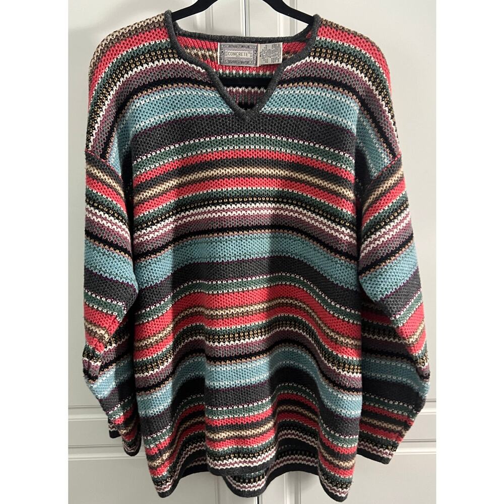 Vintage Concrete Mix Women's Multicolor Stripe Oversized Sweater Size M/L